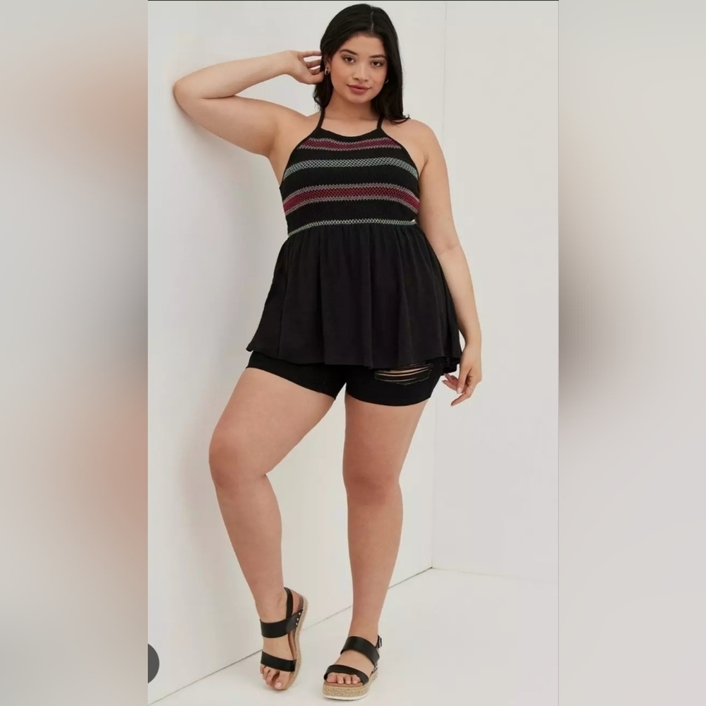 Torrid Black Smocked Top